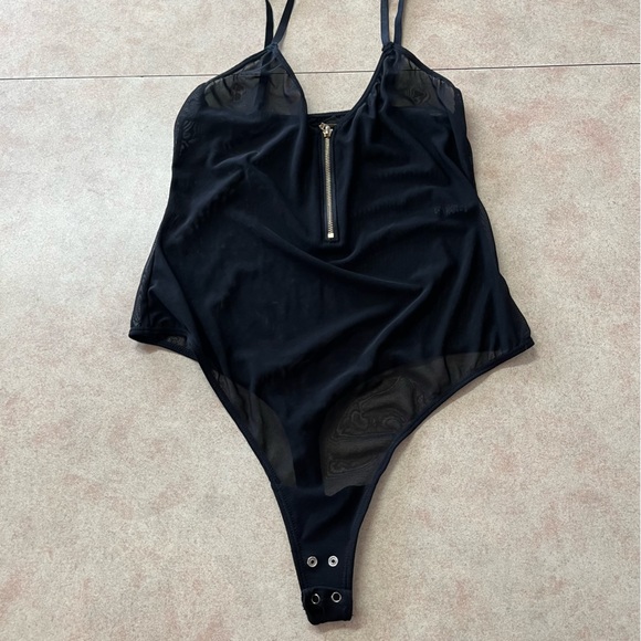 Dynamite Black Sheer 1/4 Zip Bodysuit - Picture 3 of 7